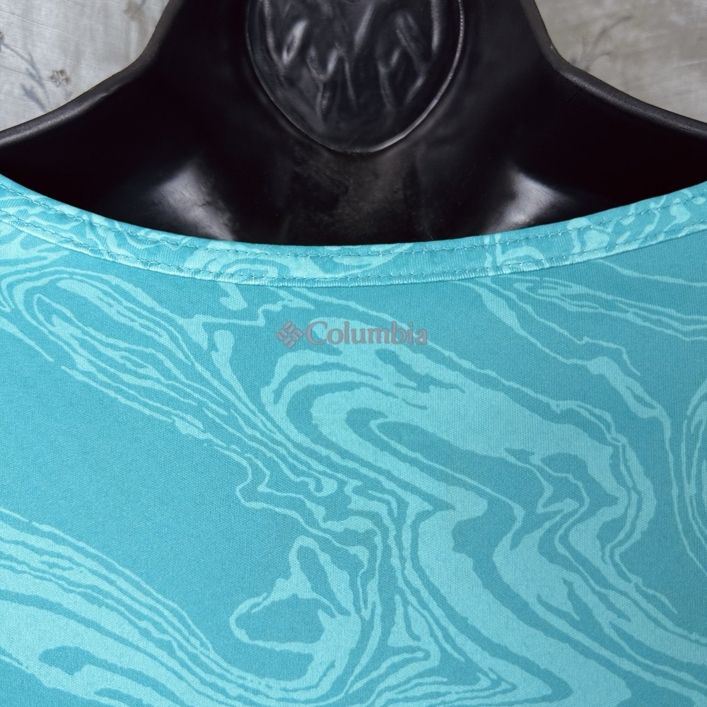 Columbia Omni-Freeze Zero Turquoise Blue Swirl Sleeveless Cool Active Dress LG - Picture 4 of 8